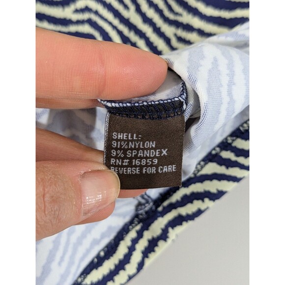 J McLaughlin Top Small Womens Catalina Cloth Zebra Print Blue Ivory 3/4 Sleeve - Picture 5 of 7